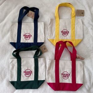 Trade Joe’s Mini Canvas Tote Bags, Set of 4